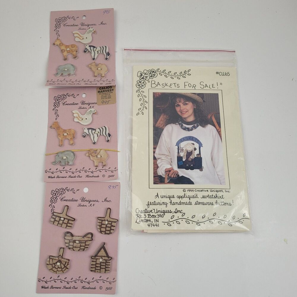 Creative Uniques "Baskets For Sale" Sweatshirt Applique & Buttons CU165